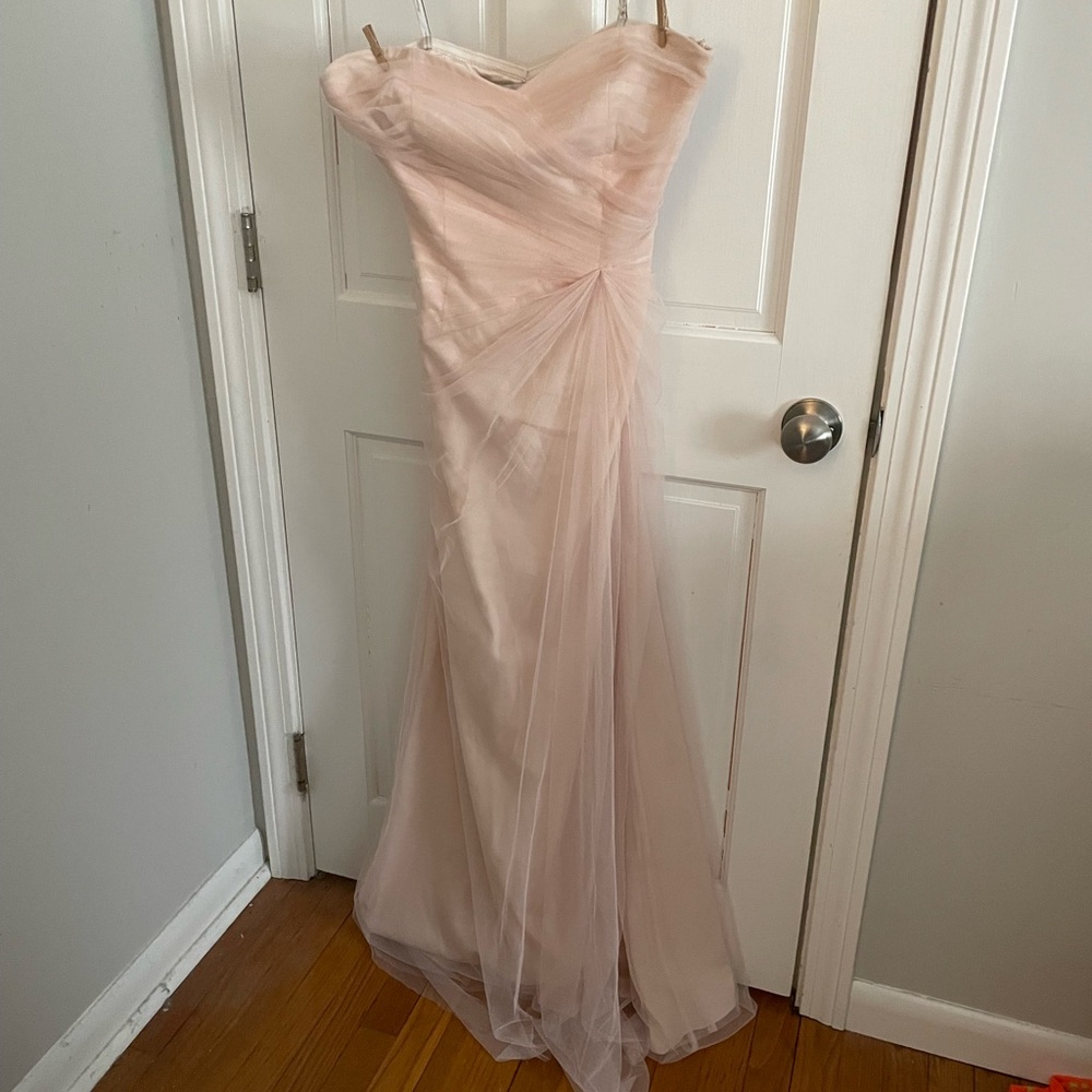 Monique Lhuillier Blush Strapless Tulle Wedding Gown